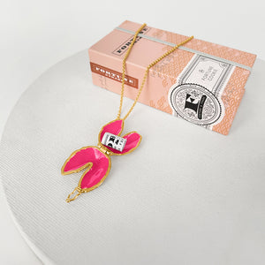 Signature Fortune Cookie Locket (Pink) - Gold